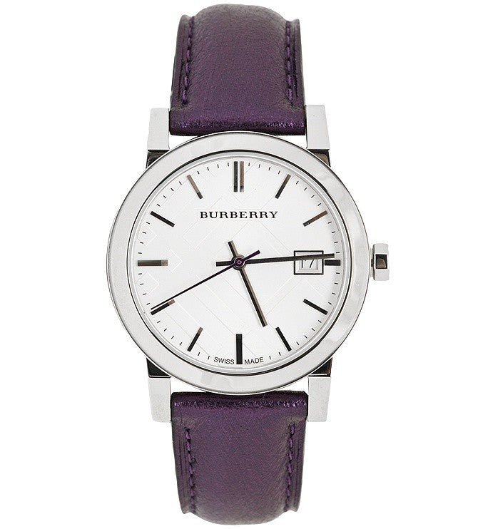 Burberry The City Silver Dial Purple Leather Strap Watch for  display picture 3