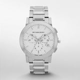 Burberry The City Chronograph Silver Dial Silver Steel Strap Watch for Men - BU9350