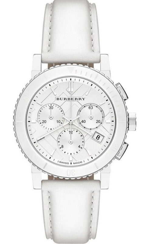 Burberry white leather strap watch on sale