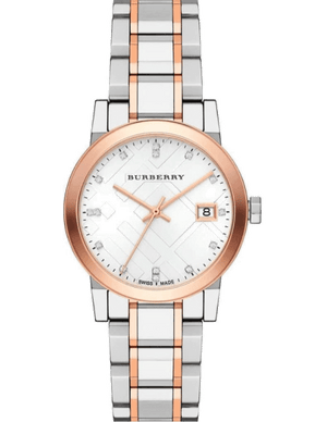 Burberry The City Silver Dial Two Tone Steel Strap Watch for Women - BU9214