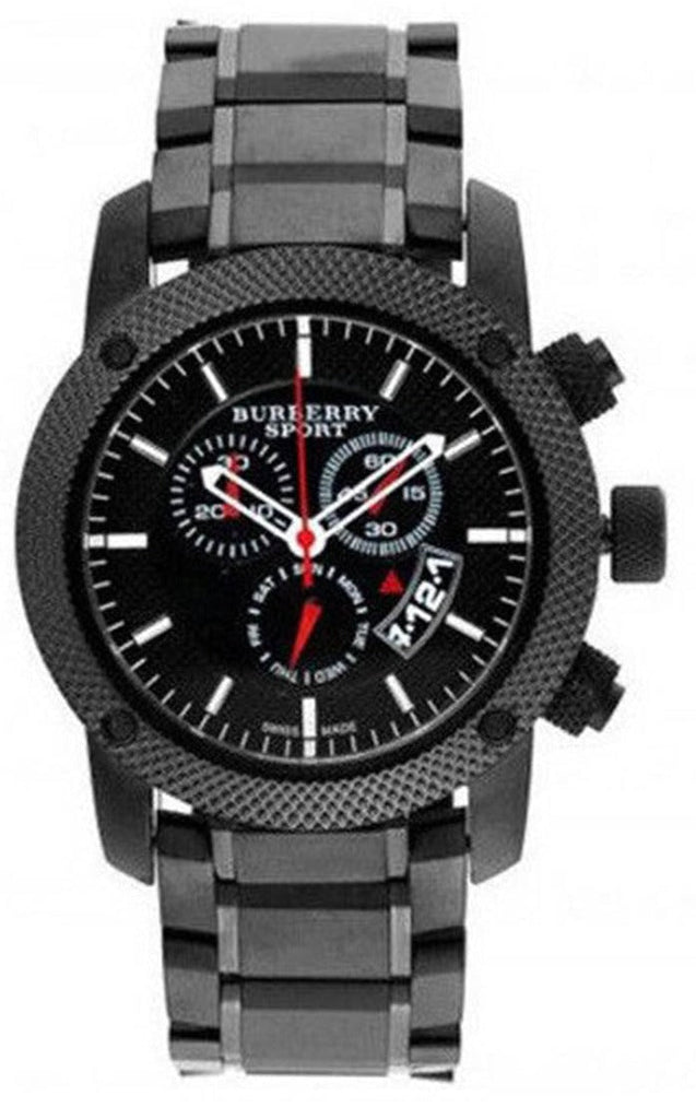 BURBERRY SPORT ブラック クロノグラフ Burberry Sport Chronograph Black Dial Black Steel Strap Watch for Men