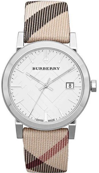 Burberry Tan Leather Strap Silver-Tone Women’s Watch Burberry Watch Women Swiss Made 34mm Silver Tone Date  main image 2