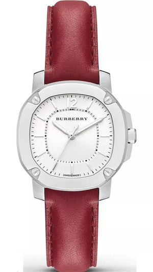 Burberry Brit The Britain White Dial Red Leather Strap Watch for Women - BBY1705