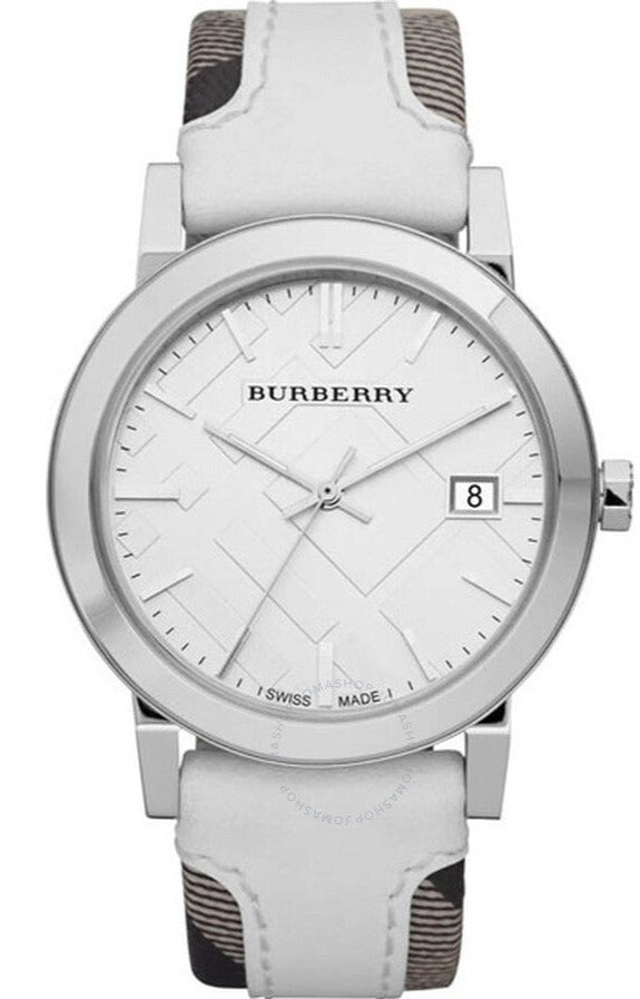 Burberry The City Silver Dial White Leather Strap Watch for  display picture 2