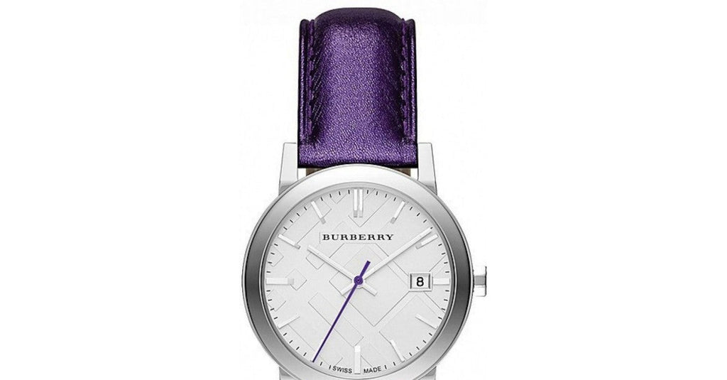 Burberry The City Silver Dial Purple Leather Strap Watch for  display picture 2