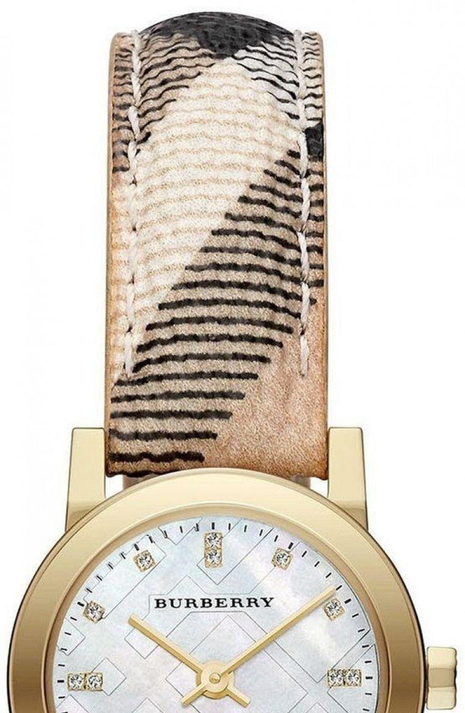 Burberry The City Diamonds Mother of Pearl Dial Brown Leather