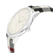 Burberry The Classic Horseferry Silver Dial Black Leather Strap Watch for Men - BU10002