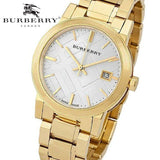 Burberry The City White Dial Gold Steel Strap Watch for Women - BU9103