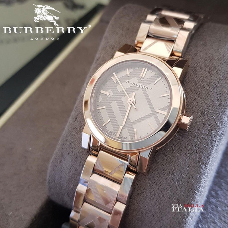BURBERRY THE CITY BU9235 26mm 腕時計 Burberry The City Rose Gold Dial Rose Gold Steel Strap Watch for Women