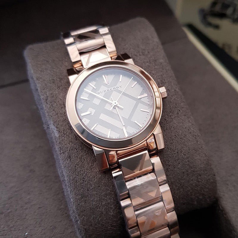 Burberry The City Rose Gold Dial Rose Gold Steel Strap Watch for Women