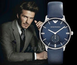 Emporio Armani Analog Quartz Blue Dial Blue Leather Strap Watch For Men - AR1647