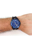 Fossil Garrett Chronograph Blue Dial Black Rubber Strap Watch for Men - FS5695