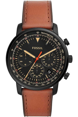 Fossil Goodwin Luggage Chronograph Black Dial Brown Leather Strap Watch for Men - FS5501