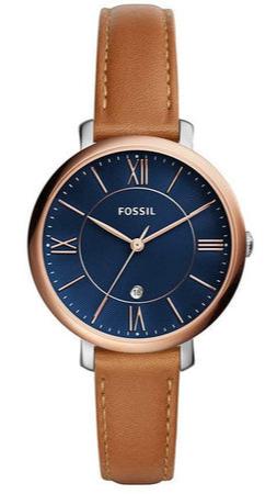 Fossil Jacqueline Three Hand Date Luggage Blue Dial Brown  display picture 3