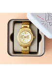 Fossil Stella Multifunction Gold Dial Gold Steel Strap Watch for Women - ES3589