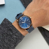 Fossil The Commuter Blue Dial Blue Leather Strap Watch for Men - FS5274