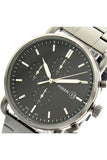 Fossil The Commuter Black Dial Grey Steel Strap Watch for Men - FS5400