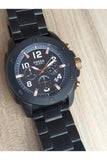 Fossil Machine Chronograph Black Dial Black Steel Strap Watch for Men - FS4927