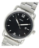 Fossil The Commuter Black Dial Silver Steel Strap Watch for Men - FS5391