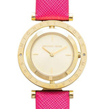 Michael Kors Averi Gold Dial Pink Leather Strap Watch for Women - MK2525