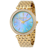 Michael Kors Darci Analog Mother of Pearl Green Dial Gold Steel Strap Watch For Women - MK3498