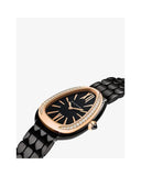 Bvlgari Serpenti Seduttori Diamonds Black Dial Black Steel Strap Watch for Women - SERPENTI103706