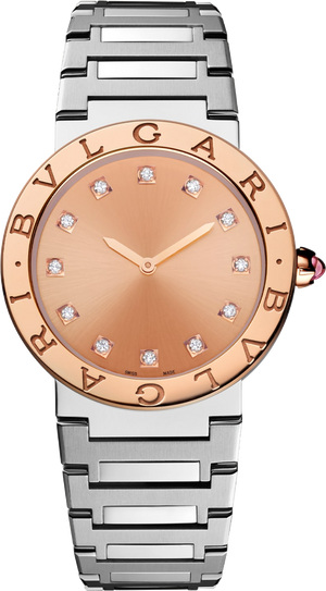 Bvlgari Bvlgari Bvlgari Resort Limited Edition Diamonds Gold Dial Silver Steel Strap Watch for Women - BVLGARI103682