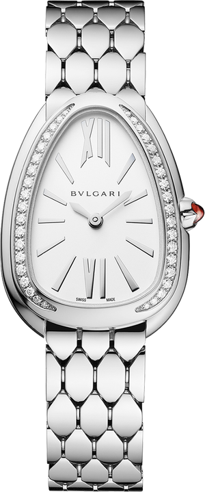 Bvlgari Serpenti Seduttori Diamonds Silver Dial Silver Steel Strap Watch for Women - SERPENTI103361