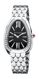 Bvlgari Serpenti Seduttori Diamonds Black Dial Silver Steel Strap Watch for Women - SERPENTI103449