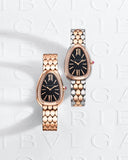 Bvlgari Serpenti Seduttori Diamonds Black Dial Rose Gold Steel Strap Watch for Women - SERPENTI103453