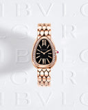 Bvlgari Serpenti Seduttori Diamonds Black Dial Rose Gold Steel Strap Watch for Women - SERPENTI103453