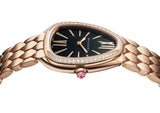 Bvlgari Serpenti Seduttori Diamonds Black Dial Rose Gold Steel Strap Watch for Women - SERPENTI103453