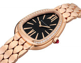 Bvlgari Serpenti Seduttori Diamonds Black Dial Rose Gold Steel Strap Watch for Women - SERPENTI103453