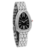 Bvlgari Serpenti Seduttori Diamonds Black Dial Silver Steel Strap Watch for Women - SERPENTI103449