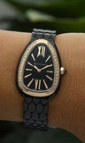 Bvlgari Serpenti Seduttori Diamonds Black Dial Black Steel Strap Watch for Women - SERPENTI103706