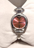 Gucci Horsebit Quartz Red Dial Silver Steel Strap Watch For Women - YA139502