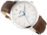 Fossil Minimalist Off White Dial Brown Leather Strap Watch for Men - FS5306