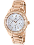 Bulova Crystal Silver Dial Rose Gold Steel Strap Watch for Women - 97N101