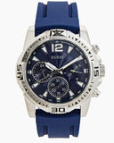 Guess Commander Blue Dial Blue Rubber Strap Watch for Men - GW0211G1