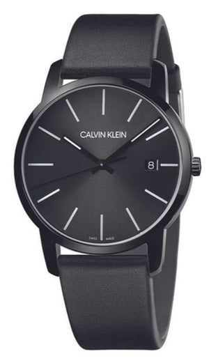 Calvin Klein City Black Dial Black Leather Strap Watch for Men