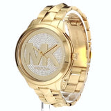 Michael Kors Runway Mercer Crystals Gold Dial Gold Steel Strap Watch For Women - MK6714