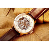 Fossil Townsman Automatic Skeleton White Dial Brown Leather Strap Watch for Men - ME3078