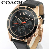 Coach Sullivan Chronograph Black Dial Black Leather Strap Watch for Men - 14602087