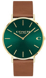 Coach Charles Green Dial Brown Leather Strap Watch for Men - 14602435