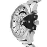 Diesel Mega Chief Chronograph Silver Dial Silver Steel Strap Watch For Men - DZ4501