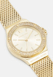 Michael Kors Lennox Three-Hand Gold Dial Gold Mesh Bracelet Watch For Women - MK7335