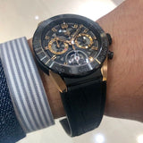 Tag Heuer Carrera Chronograph Tourbillion Titianium & Gold Black Dial Black Leather Strap Watch for Men - CAR5A5U.FC6377