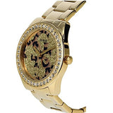 Guess G Twist Diamonds Gold Dial Gold Steel Strap Watch For Women - W1201L2