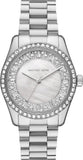 Michael Kors Lexington Lux Three Hand Mother of Pearl Silver Dial Silver Steel Strap Watch for Women - MK7445