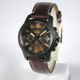 Fossil Grant Chronograph Brown Dial Brown Leather Strap Watch for Men - FS5088